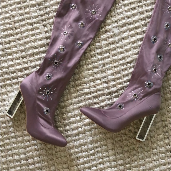 Mauve/blush pink Thigh High Boots - Picture 3 of 7